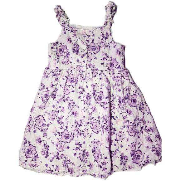 Btween SZ 12 Girls Dress Floral Embroidered Ruffle No Sleeve Baby Doll Lined - Picture 8 of 14